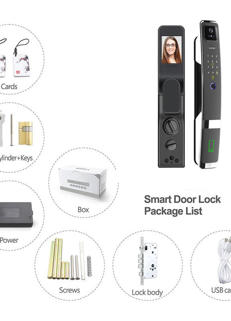Face Recognition Anti-theft Fingerprint Password Smart Door Lock