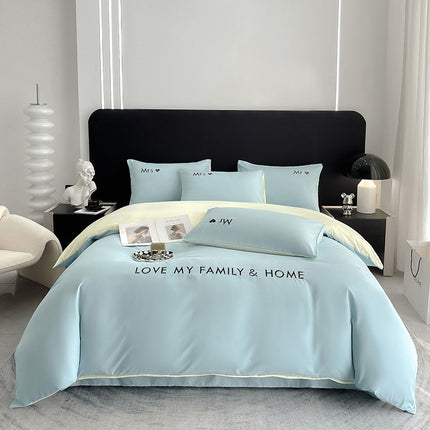 Contrast Color Pure Cotton Minimalist Bed Sheets Bedding Set