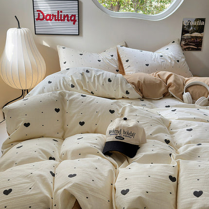 Fiber Washed Brushed Three-piece Bedding Set