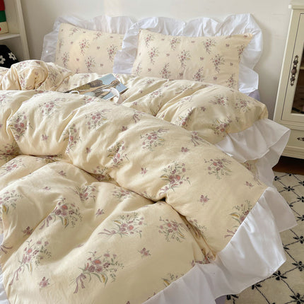 Four-piece Bed Set Washed Cotton Duvet Cover Sheets