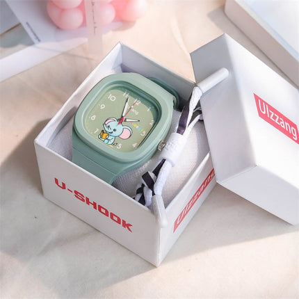 Cute Silicone Trendy Luminous Sports Student Square Good-looking Watch