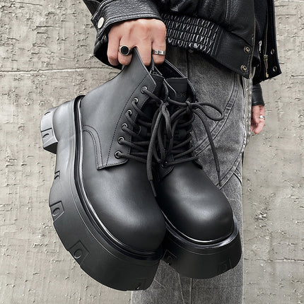 Black Platform Height Increased By 7cm Casual Martin Boots