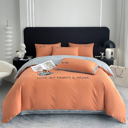 Contrast Color Pure Cotton Minimalist Bed Sheets Bedding Set