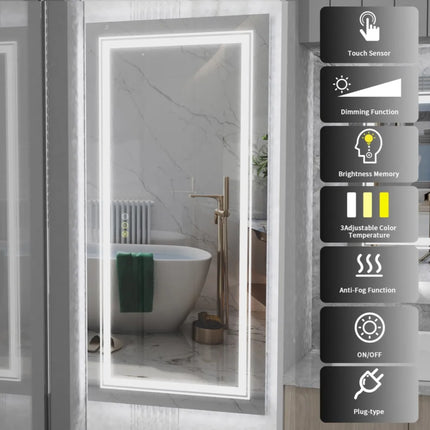 LUVODI Large Illuminate Full Length Dressing Mirror Bathroom Double Sink Mirror Salon Mirror with 3 Color Lights