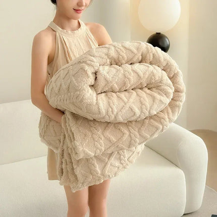 1pc Super Soft Coral Velvet Blankets for Winter Thick Soft Bedspread Warm Plaids