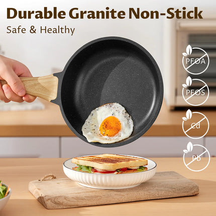 Non Stick Frying Pan Set Induction, 3 Pieces Induction Frying Pan for All Hobs, PFAS-Free Frying Pans