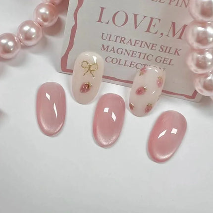 24Pcs Oval Short Pink Press on Nails Simple Ombre Spring False Nail