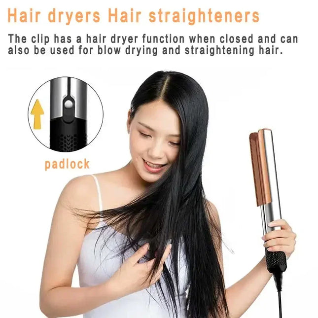 2-in-1 Professional Quick Dry Hair Dryer and Straightener Negative Ion Iron Long Lasting Styling Tool Wet and Dry  Curling Iron