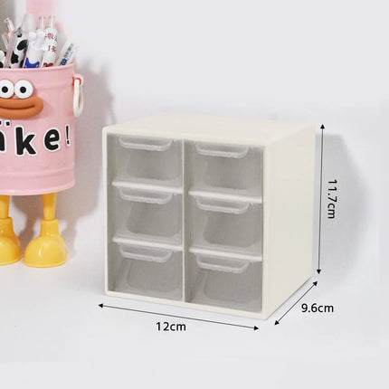 Multifunctional Transparent Six Grid Drawer Storage Box Multi-layer Desktop Storage Box Large Capacity Dustproof Organizing Box