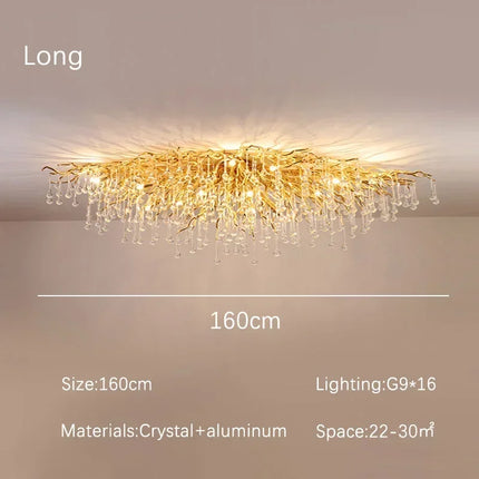 Gold ceiling light chandelier modern hotel bedroom dining room living room home interior glossy Led luxury chandelier