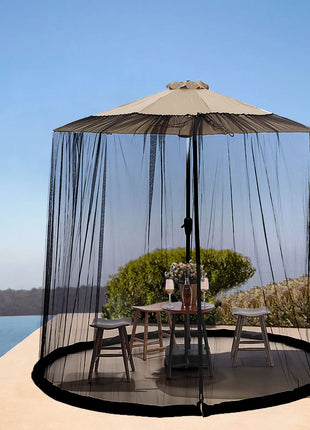 Parasols Net Adjustable Mosquito Net Cover Screen for Garden Umbrella Parasol Patio Table Bug Netting Cover with 2 Zipper Doors