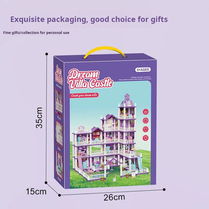 3D DIY Fantasy Princess Castle Villa Assembly Doll House Set - Girls' Dream Toy