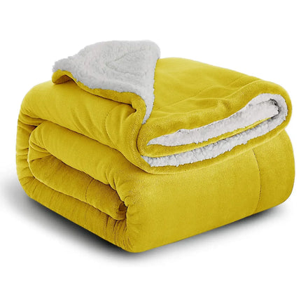 Sherpa Fleece Blanket Throw Black Soft Reversible Thick Plush Blankets Microfiber