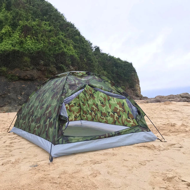 Camping Tent for 2 Person Single Layer Outdoor Portable Camouflage Summer Tent for Outdoor Camping Traveling Tent