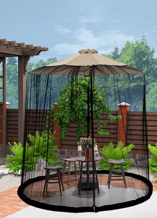 Parasols Net Adjustable Mosquito Net Cover Screen for Garden Umbrella Parasol Patio Table Bug Netting Cover with 2 Zipper Doors