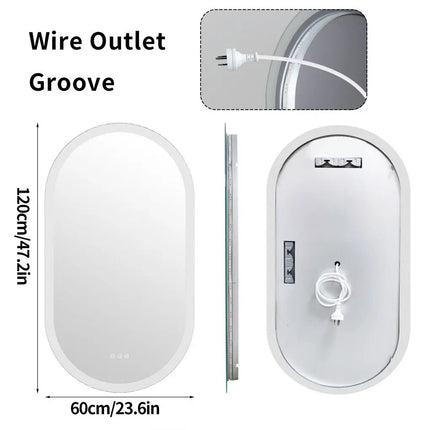 LUVODI Waterproof Illuminate Bathroom Light Vanity Mirror Frameless Touch Screen Backlit Demist Wash Basin Mirror