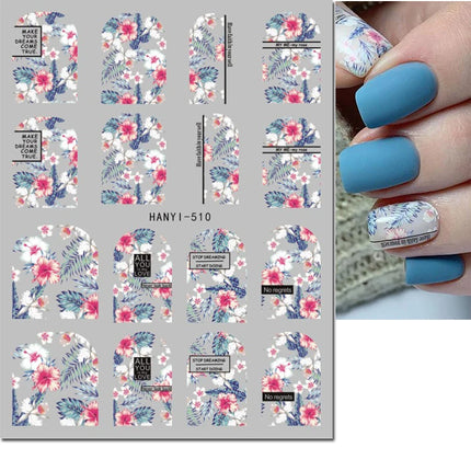 3d Nail Art Decals Elegant White RoyalBlue Roses Flowers
