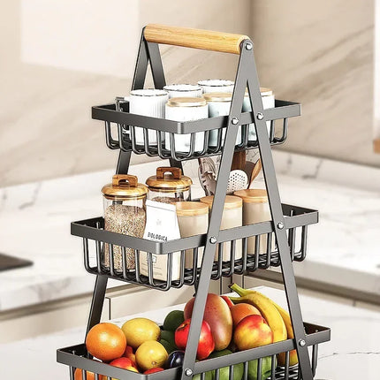 2/3 Tiers Countertop Fruit Basket,Portable Fruit Bowle Basket Kitchen Organizer Storage & Dining Room Fruits Vegetable Snacks