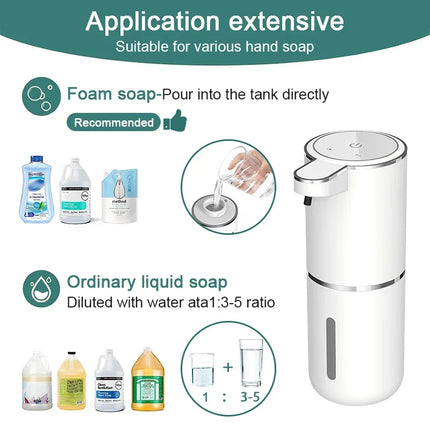 Automatic Soap Dispenser Foam USB Charging Touchless Smart Display Infrared Sensor