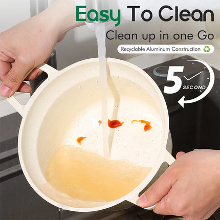 DONNOR 10PCS Induction Cookware Set Dishwasher Safe Saucepan Nonstick StockPots with Glass Lids