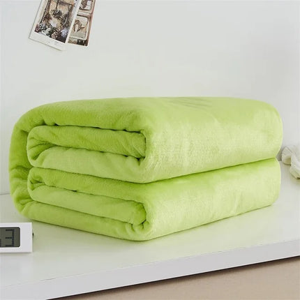 Super Soft Coral Fleece Blanket 220gsm Light Weight Solid Pink Blue