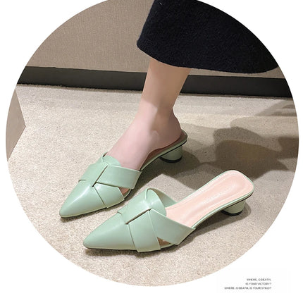 Summer Riband Decoration Slippers Women Fashion High Quality Round Heel Shoes Casual Sweet High Heels Plus Size 42 Women Sandals