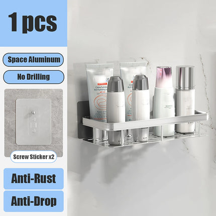 Bathroom Storage Rack No Drill Shelves Wall Mounted Corner Shelf Shower Holder For WC Shampoo
