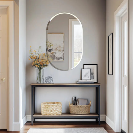 LUVODI Frameless Long Oval Bathroom Vanity Mirror Silver Glass Wall Decor Mirror with Beveled Edge for Bathroom Entryway