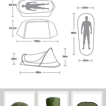 Camping Tent For Single Person Lightweight Nylon Tent Tactical Shelter With Mosquito Net Anti-Mosquito Waterproof Field