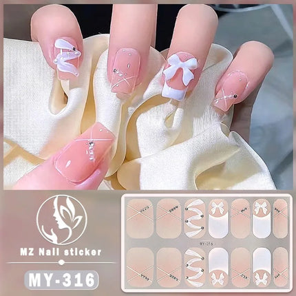 Panda Style Baking Free Gel 5D Nail Sticker Full Nail Self Adhesive Sticker