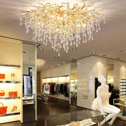 Gold ceiling light chandelier modern hotel bedroom dining room living room home interior glossy Led luxury chandelier