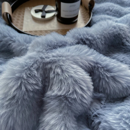 Ins Solid Color Faux Rabbit Fleece Blankets Fluffy Soft Warm Throw Blanket Nap Blanket for Couch Sofa Office Bed Camping Travel