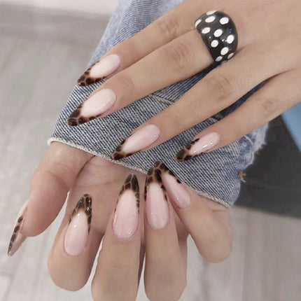 24Pcs Pink French Style Fake Nails 3D Bowknot Designs Short Square