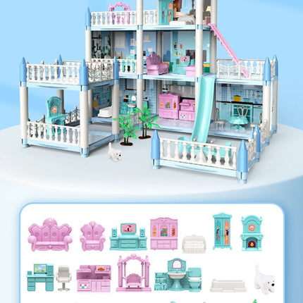 Princess Castle Doll House Kit with LED Lights | Miniature Villa Model  | Creative Birthday Gift Toy