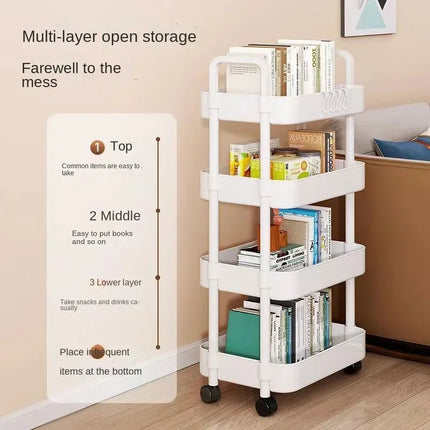 Multi-level Stroller Storage Rack for Kitchen Bedroom Bathroom Mobile Toilet Floor-to-ceiling Organizer with Snacks Holder