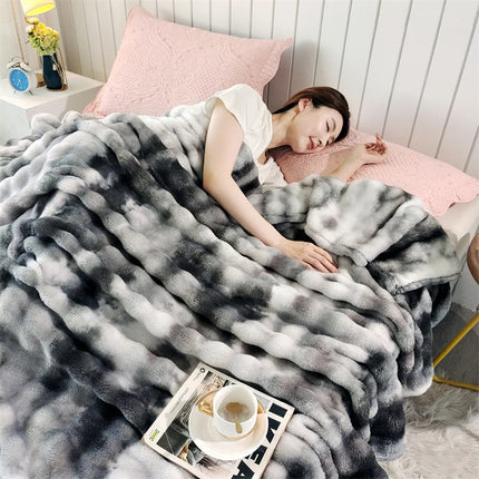 Luxury Thick Plush Faux Rabbit Fur Throw Blanket Ultra-Plush Cozy Soft Decorative Blanket Use for Couch Bed Travel