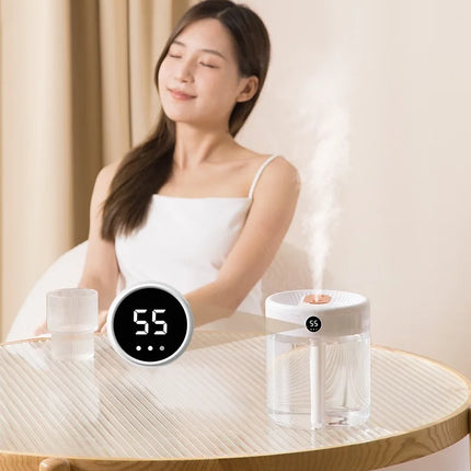 New 2L Double Spray Humidifier Atomizer Usb Large Capacity Home Mute Bedroom Office Night Light Digital Display Humidifier