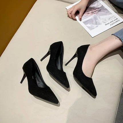 Women Pumps Sexy Suede Ponited Toes High Heels Fashion Office Stiletto Party Red Wedding Shoes Female Comfort Women Shoes