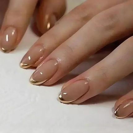 24Pcs French False Nails Almond Fake Nails