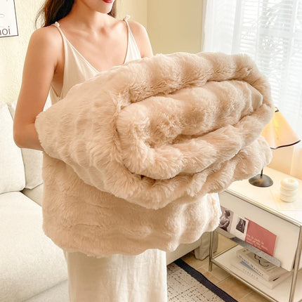 High-grade Faux Rabbit Fur Blanket Autumn Winter Soft Thick Warm Sofa Blanket