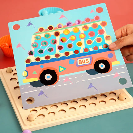 Kids Training Logical Wooden Toy Clip Beads Early Education Board Game