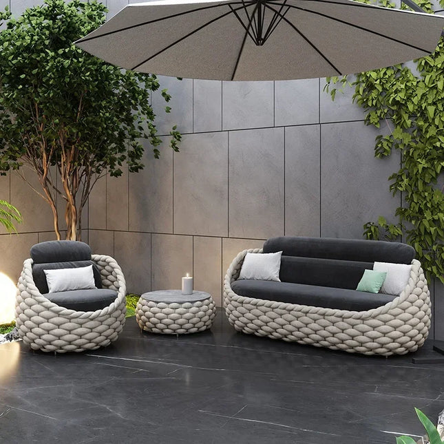 Elegant and Durable Outdoor Rattan Furniture Set with Modular  Sectional Design