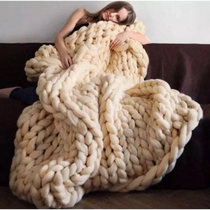 Thick Wool Hand Knitted Blankets Blanket Knitted Blanket Nordic Sofa Cover Blanket Thick Thread Blanket