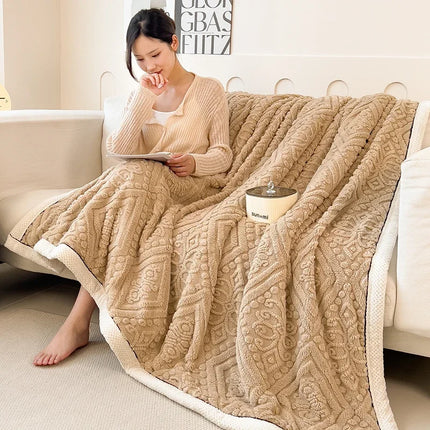 New Carved Velvet Warm Autumn Winter Blanket for Bed Soft Fluffy Sofa Blankets Warmth Cozy Coral Flannel Sofa Cover Blanket Nap
