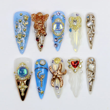 10Pcs 3D beautiful handmade Manicure Press On Nails