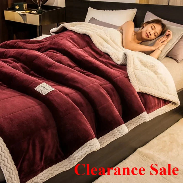 New Coral Fleece Autumn Winter Warm Blankets For Bed 3 Layers Thicken Flannel Blanket Quilt Soft Comfortable Warmth Quilts