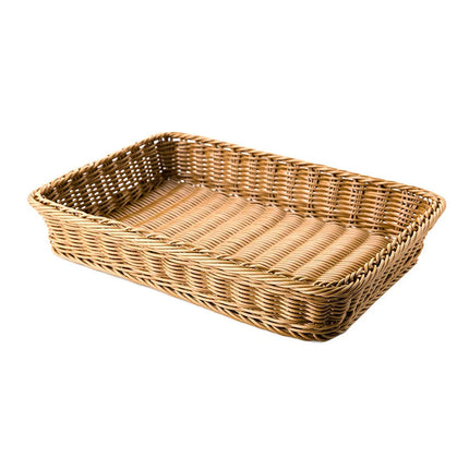 Handwoven Rattan Storage Basket Rectangular Wicker Tray Picnic Basket Bread Food Fruit Cake Plate Sundries Box Kitchen Organizer