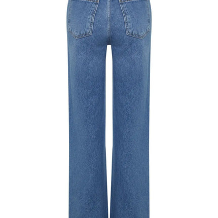 Trendyol TYZA Women's Jeans Casual Beltless Wide Leg Denim Plain Jeans Wide Leg Casual Pants Denim Pants