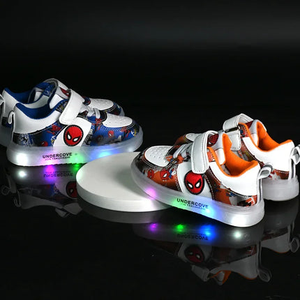 Disney Led Light Shoes for Kids Fashion Cartoon Spiderman Boys Sneakers Girls