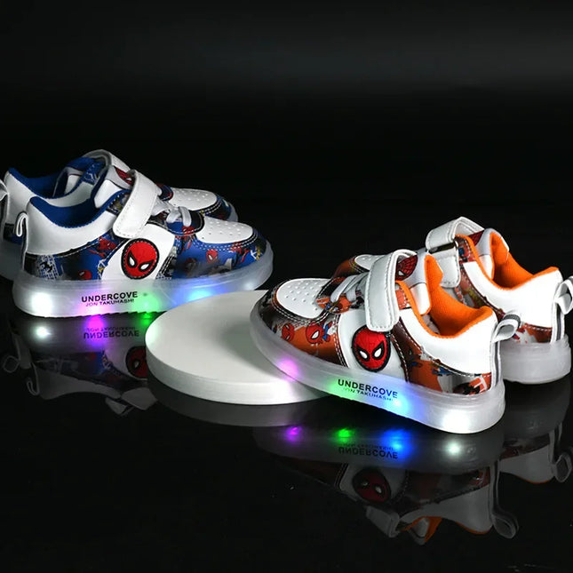 Disney Led Light Shoes for Kids Fashion Cartoon Spiderman Boys Sneakers Girls